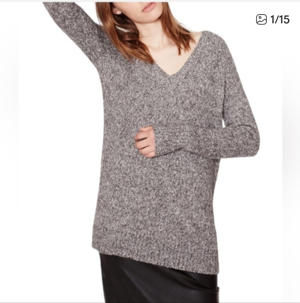 EQUIPMENT | Asher wool-blend V-neck long sweater in heather grey sz S